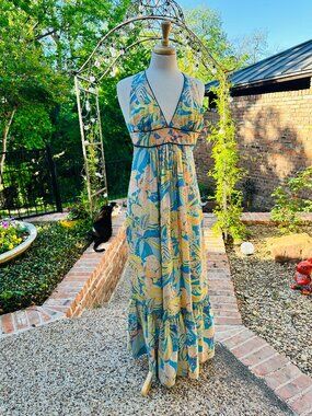 Anthropologie Corey Lynn Calter Floral Pastel Silk Maxi Dress Sz 6